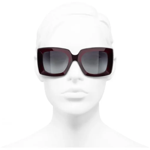 Chanel - Rectangle Sunglasses - Dark Burgundy Gray - Eyewear - Avvenice