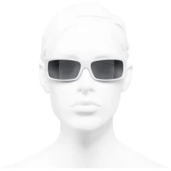 Chanel - Rectangle Sunglasses - White Gray - Eyewear - Avvenice