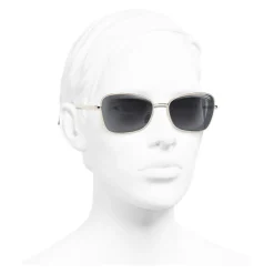 Chanel - Rectangle Sunglasses - Gold Gray - Eyewear - Avvenice