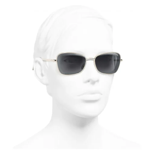 Chanel - Rectangle Sunglasses - Gold Gray - Eyewear - Avvenice