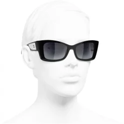 Chanel - Rectangle Sunglasses - Black Gray Gradient - Eyewear - Avvenice