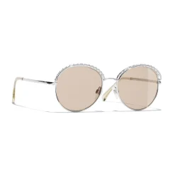 Chanel - Round Sunglasses - Silver Beige - Eyewear - Avvenice