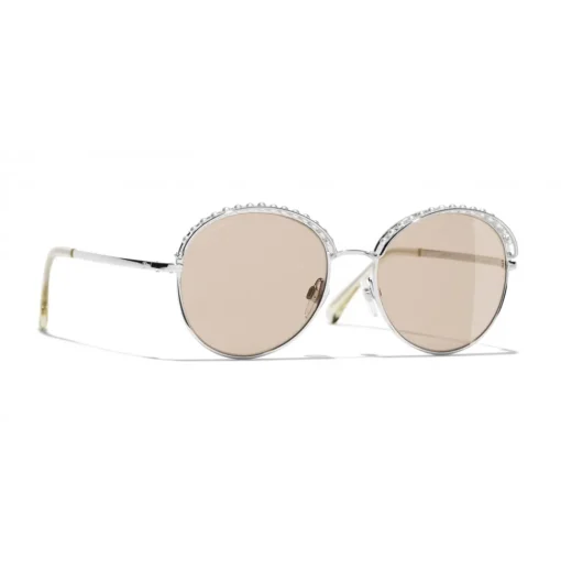 Chanel - Round Sunglasses - Silver Beige - Eyewear - Avvenice