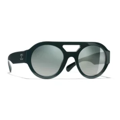 Chanel - Round Sunglasses - Dark Green Mirror - Eyewear - Avvenice