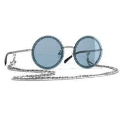 Chanel - Round Sunglasses - Silver Light Blue - Eyewear - Avvenice^ Sunglasses & Eyewear
