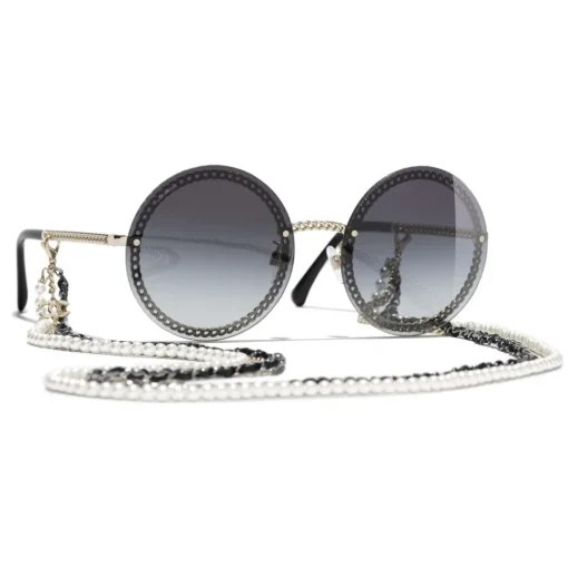 Chanel - Round Sunglasses - Gold Gray - Eyewear - Avvenice^ Sunglasses & Eyewear