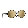 Chanel - Round Sunglasses - Black Gold Glitter - Eyewear - Avvenice^ Sunglasses & Eyewear