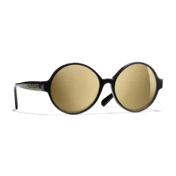 Chanel - Round Sunglasses - Black Gold Glitter - Eyewear - Avvenice^ Sunglasses & Eyewear