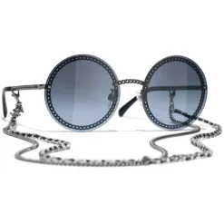 Chanel - Round Sunglasses - Dark Silver Blue - Eyewear - Avvenice^ Sunglasses & Eyewear