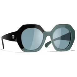 Chanel - Round Sunglasses - Black Green Blue - Eyewear - Avvenice^ Sunglasses & Eyewear