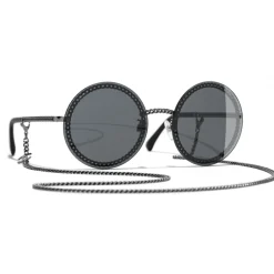 Chanel - Round Sunglasses - Dark Silver Gray - Eyewear - Avvenice