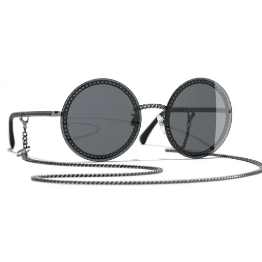 Chanel - Round Sunglasses - Dark Silver Gray - Eyewear - Avvenice