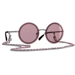 Chanel - Round Sunglasses - Dark Silver Pink - Eyewear - Avvenice