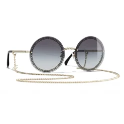 Chanel - Round Sunglasses - Gold Gray Gradient - Eyewear - Avvenice