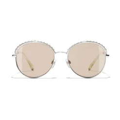 Chanel - Round Sunglasses - Silver Beige - Eyewear - Avvenice