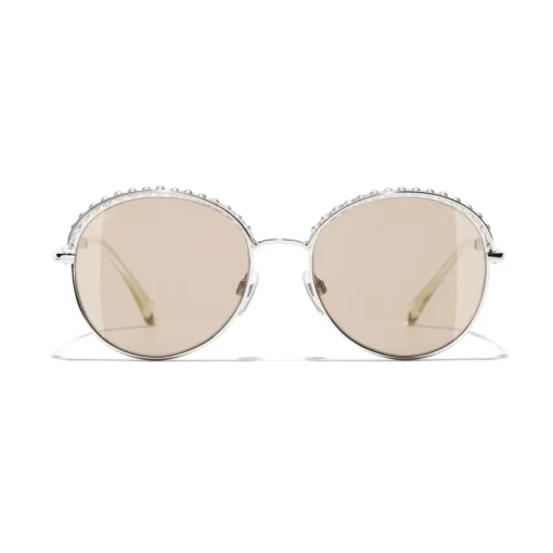 Chanel - Round Sunglasses - Silver Beige - Eyewear - Avvenice