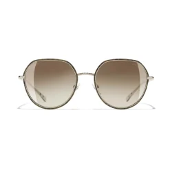 Chanel - Round Sunglasses - Gold Tortoise Brown - Eyewear - Avvenice