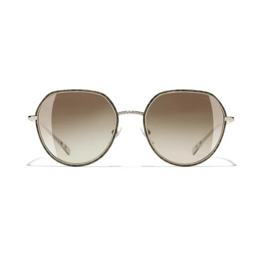 Chanel - Round Sunglasses - Gold Tortoise Brown - Eyewear - Avvenice