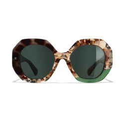 Chanel - Round Sunglasses - Dark Tortoise Green - Eyewear - Avvenice^ Sunglasses & Eyewear
