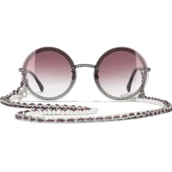 Chanel - Round Sunglasses - Dark Silver Pink Gradient- Eyewear - Avvenice^ Sunglasses & Eyewear