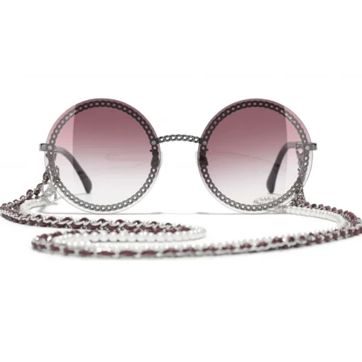 Chanel - Round Sunglasses - Dark Silver Pink Gradient- Eyewear - Avvenice^ Sunglasses & Eyewear