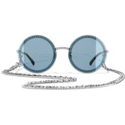 Chanel - Round Sunglasses - Silver Light Blue - Eyewear - Avvenice^ Sunglasses & Eyewear