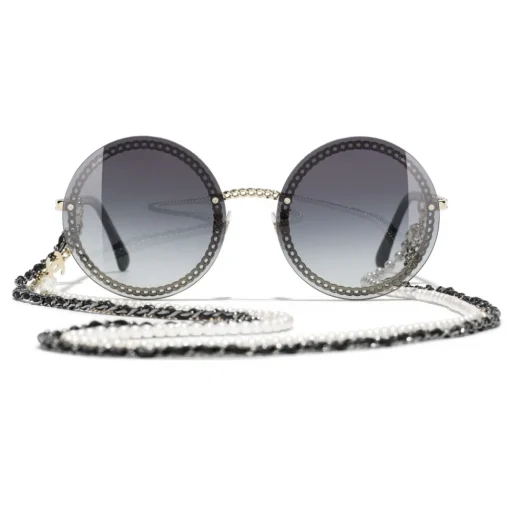 Chanel - Round Sunglasses - Gold Gray - Eyewear - Avvenice^ Sunglasses & Eyewear