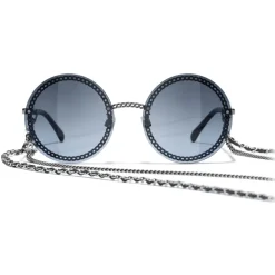 Chanel - Round Sunglasses - Dark Silver Blue - Eyewear - Avvenice^ Sunglasses & Eyewear