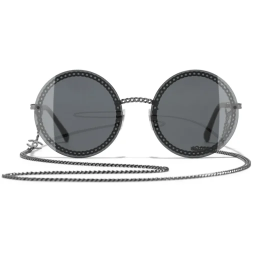 Chanel - Round Sunglasses - Dark Silver Gray - Eyewear - Avvenice