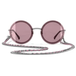 Chanel - Round Sunglasses - Dark Silver Pink - Eyewear - Avvenice