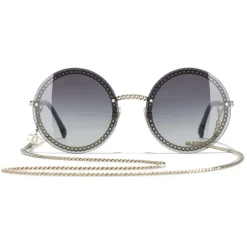 Chanel - Round Sunglasses - Gold Gray Gradient - Eyewear - Avvenice