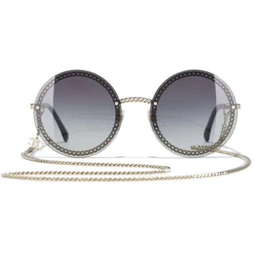 Chanel - Round Sunglasses - Gold Gray Gradient - Eyewear - Avvenice