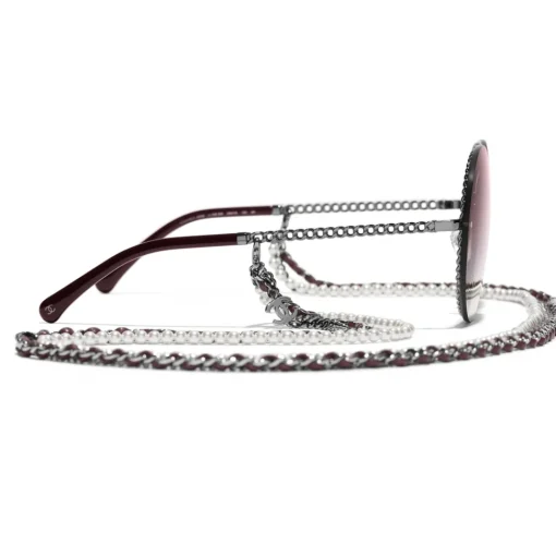 Chanel - Round Sunglasses - Dark Silver Pink Gradient- Eyewear - Avvenice^ Sunglasses & Eyewear