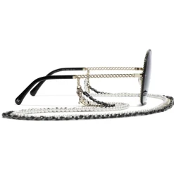 Chanel - Round Sunglasses - Gold Gray - Eyewear - Avvenice^ Sunglasses & Eyewear