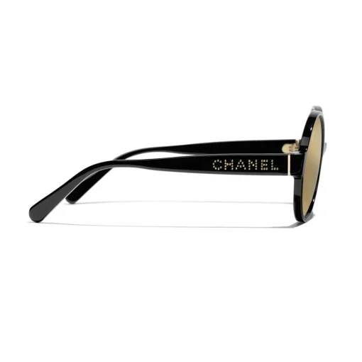 Chanel - Round Sunglasses - Black Gold Glitter - Eyewear - Avvenice^ Sunglasses & Eyewear