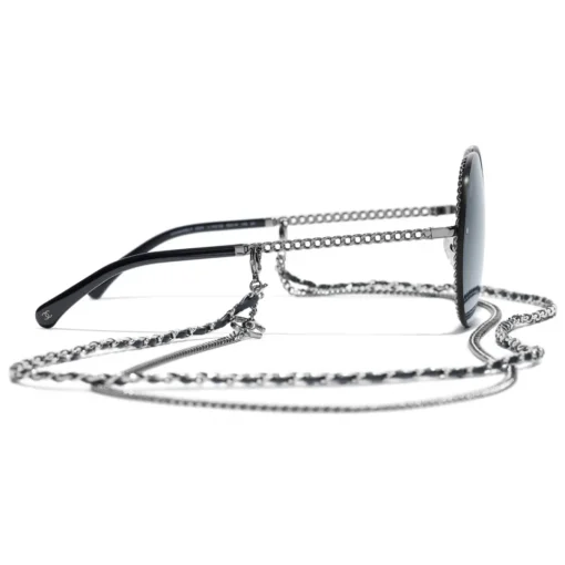 Chanel - Round Sunglasses - Dark Silver Blue - Eyewear - Avvenice^ Sunglasses & Eyewear
