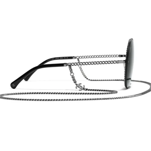 Chanel - Round Sunglasses - Dark Silver Gray - Eyewear - Avvenice