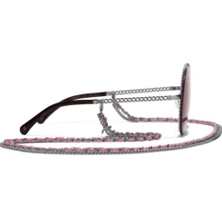 Chanel - Round Sunglasses - Dark Silver Pink - Eyewear - Avvenice