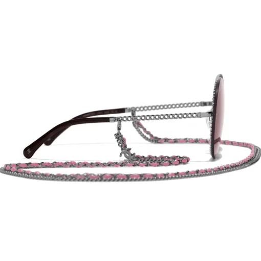 Chanel - Round Sunglasses - Dark Silver Pink - Eyewear - Avvenice