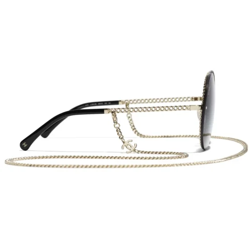 Chanel - Round Sunglasses - Gold Gray Gradient - Eyewear - Avvenice