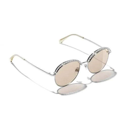 Chanel - Round Sunglasses - Silver Beige - Eyewear - Avvenice