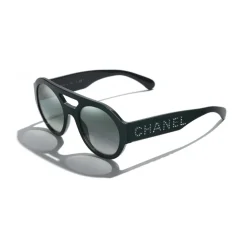 Chanel - Round Sunglasses - Dark Green Mirror - Eyewear - Avvenice