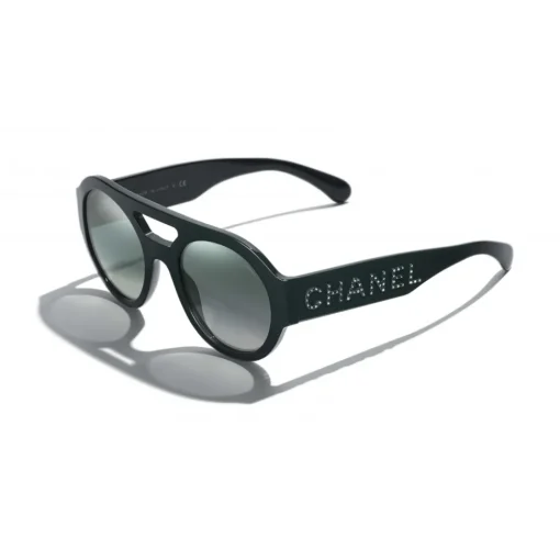 Chanel - Round Sunglasses - Dark Green Mirror - Eyewear - Avvenice