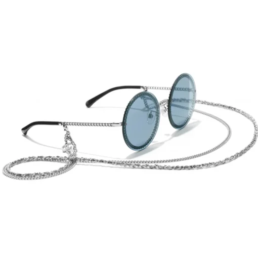 Chanel - Round Sunglasses - Silver Light Blue - Eyewear - Avvenice^ Sunglasses & Eyewear