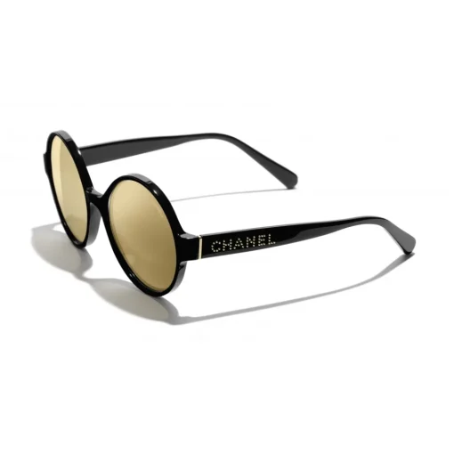 Chanel - Round Sunglasses - Black Gold Glitter - Eyewear - Avvenice^ Sunglasses & Eyewear