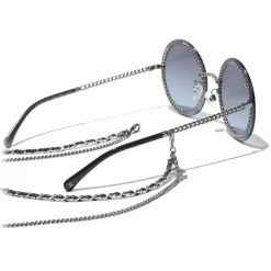 Chanel - Round Sunglasses - Dark Silver Blue - Eyewear - Avvenice^ Sunglasses & Eyewear