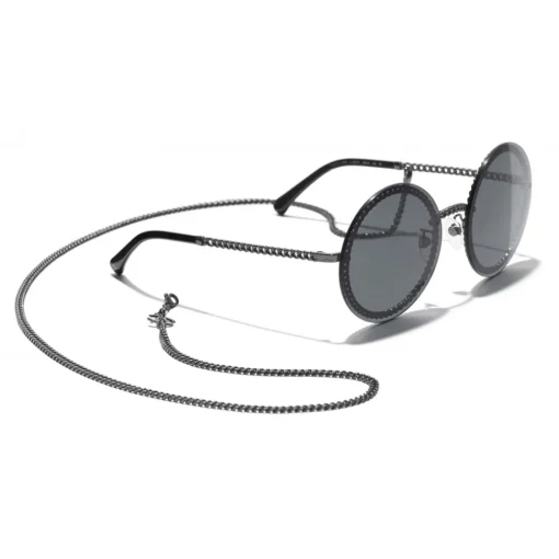 Chanel - Round Sunglasses - Dark Silver Gray - Eyewear - Avvenice