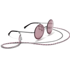 Chanel - Round Sunglasses - Dark Silver Pink - Eyewear - Avvenice