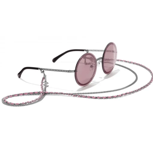Chanel - Round Sunglasses - Dark Silver Pink - Eyewear - Avvenice