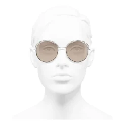 Chanel - Round Sunglasses - Silver Beige - Eyewear - Avvenice